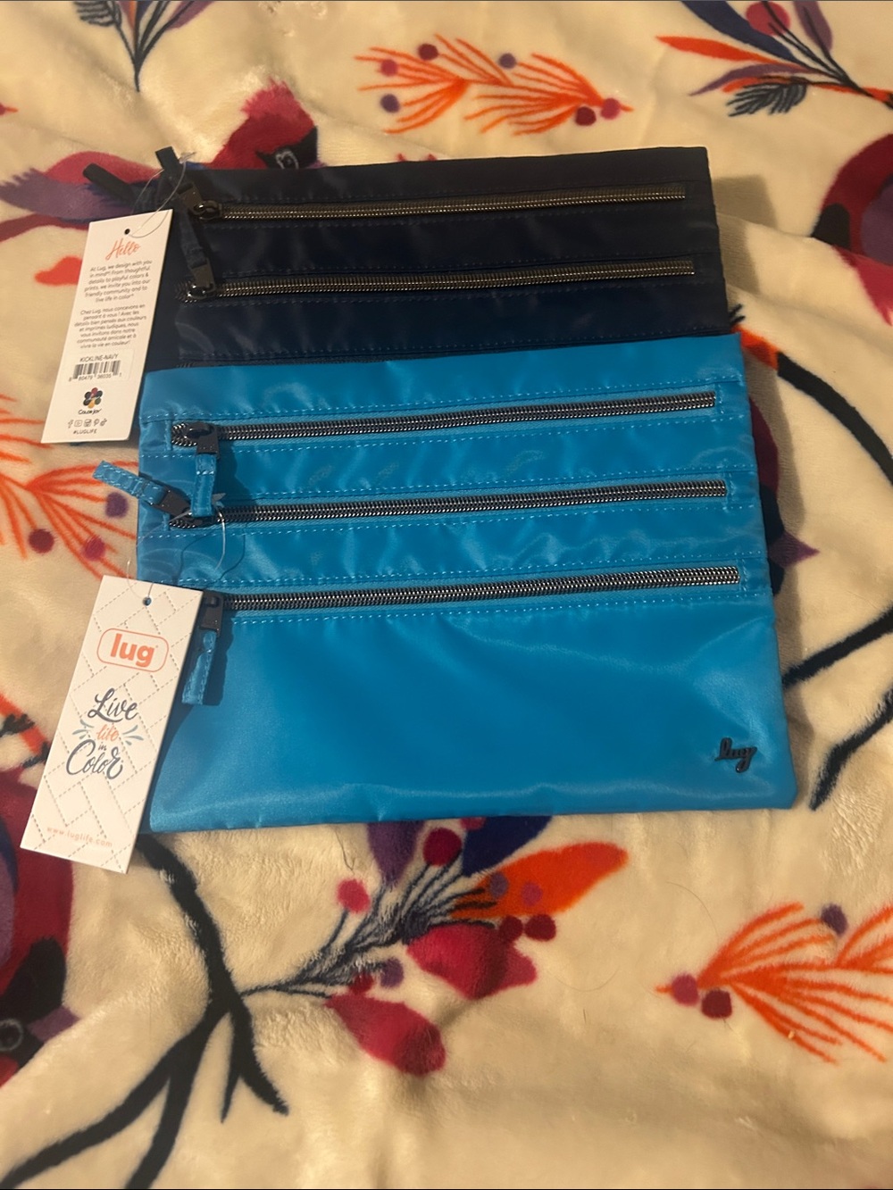 NWT Lug Kickline Triple Zip Storage Pouches Set of 2